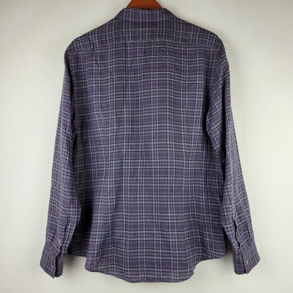 John Varvatos Shirt Mens Large Purple Plaid Lightweight Cotton Button Up - Picture 9 of 11